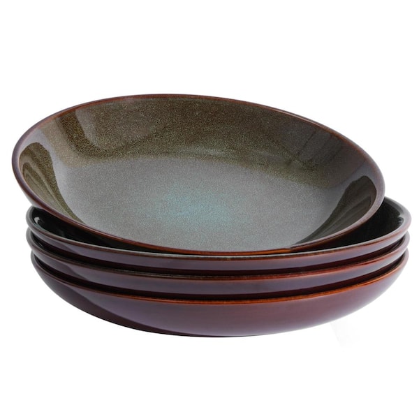 8.75 Inch Reactive Glaze Stoneware Pasta Bowls Set of 4 32 Oz for Pasta Salad Soup and Fruit Wide Rim