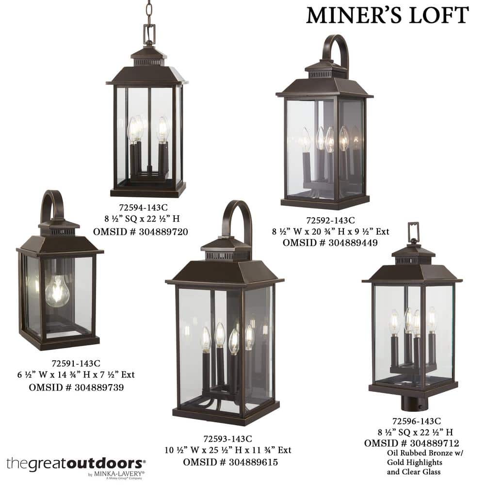 Oil Rubbed Bronze and Clear Glass 4-Light Outdoor Lantern