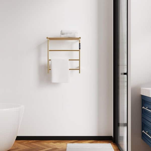 4-Bar Plug-In and Hardwire Towel Warmer in Brushed Gold