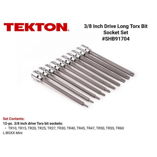 3/8 in. Drive Long Torx Bit Socket Set with Mini Stacking Tool Box, 10-Piece (T10-T50)