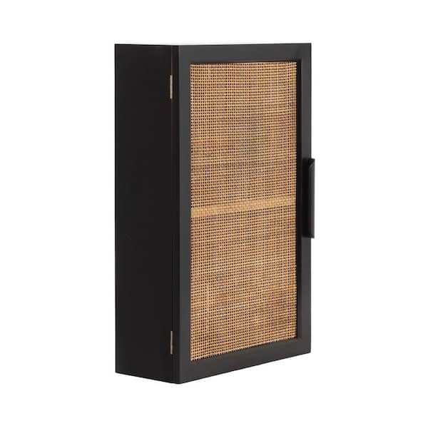 Ori 15 in. W x 7 in. D Black Wood Decorative Wall Shelf