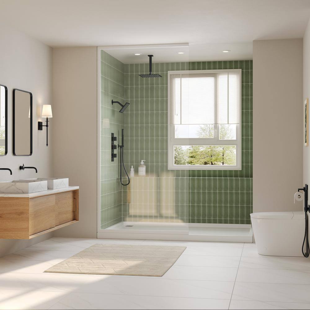 Matte Black 12" Ceiling Mounted Rainfall Shower System with Jets