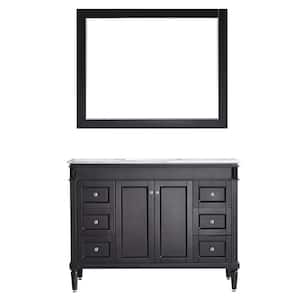 Catania 48 in. W x 22 in. D x 35 in. H Vanity in Espresso with Marble Vanity Top in White with Basin and Mirror