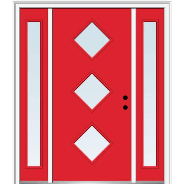 MMI Door 68.5 in. x 81.75 in. Aveline Left-Hand Inswing 3-Lite Clear Low-E Painted Fiberglass Prehung Front Door with Sidelites