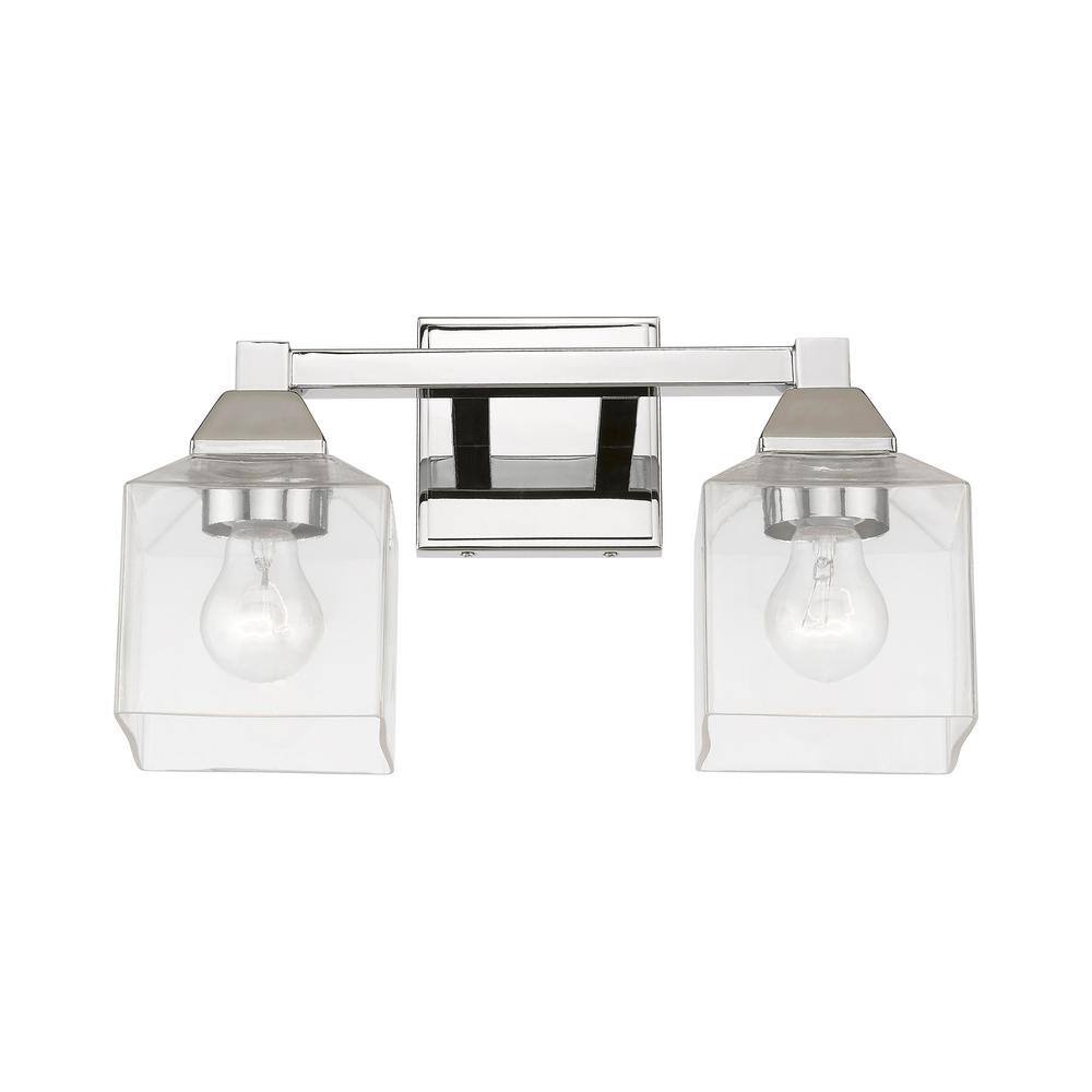 Polished Chrome 2-Light Vanity Sconce with Clear Glass Shades