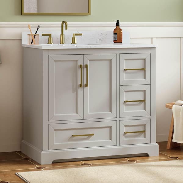 DELUXE DL LIVING Dorothy 37 in. Single Sink Freestanding Beige