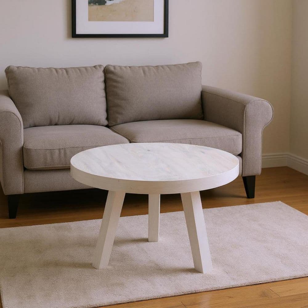 36.00 in. White Round Solid Wood Coffee Table