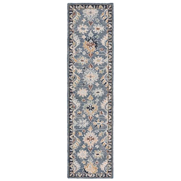 Aspen 2 ft. x 9 ft. Gray/Sage Garden Border Runner Rug