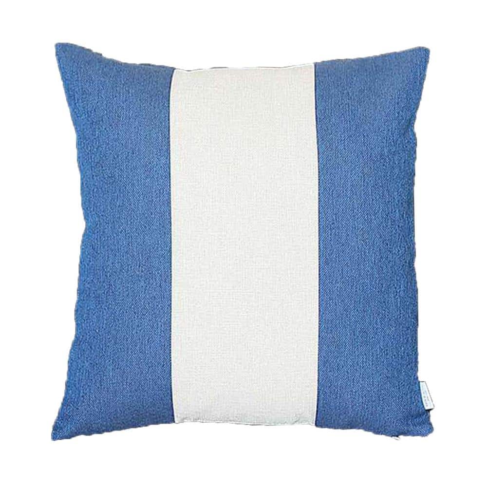 Handmade Blue and Ivory Jacquard Throw Pillow Cover