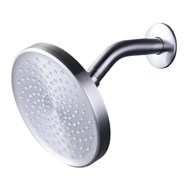 ARCORA 1-Spray Patterns with 1.75 GPM 6 in. Single Wall Mount Waterfall Fixed Shower Head in Brushed Nickel
