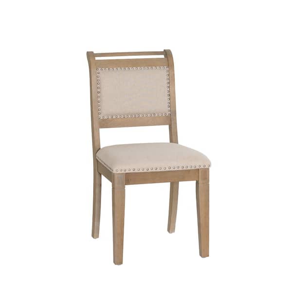 Linon Home Decor Kendra Natural Polyester Fabric Seat Wood Dining Side Chair