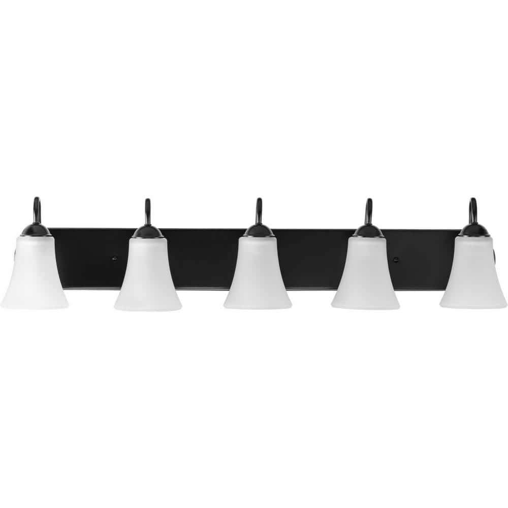 Classic Black 5-Light Bath Vanity with Bell-Shaped Glass Shades
