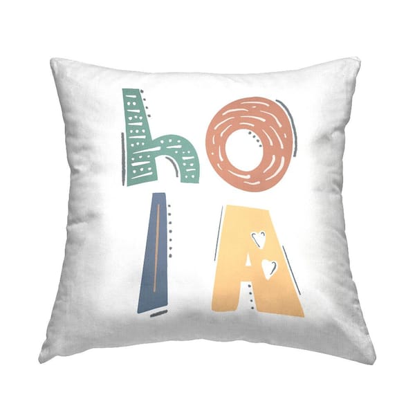 Stupell Industries Hello Playful Typography Multi-Color Print Polyester 18 in. x 18 in. Indoor Throw Pillow