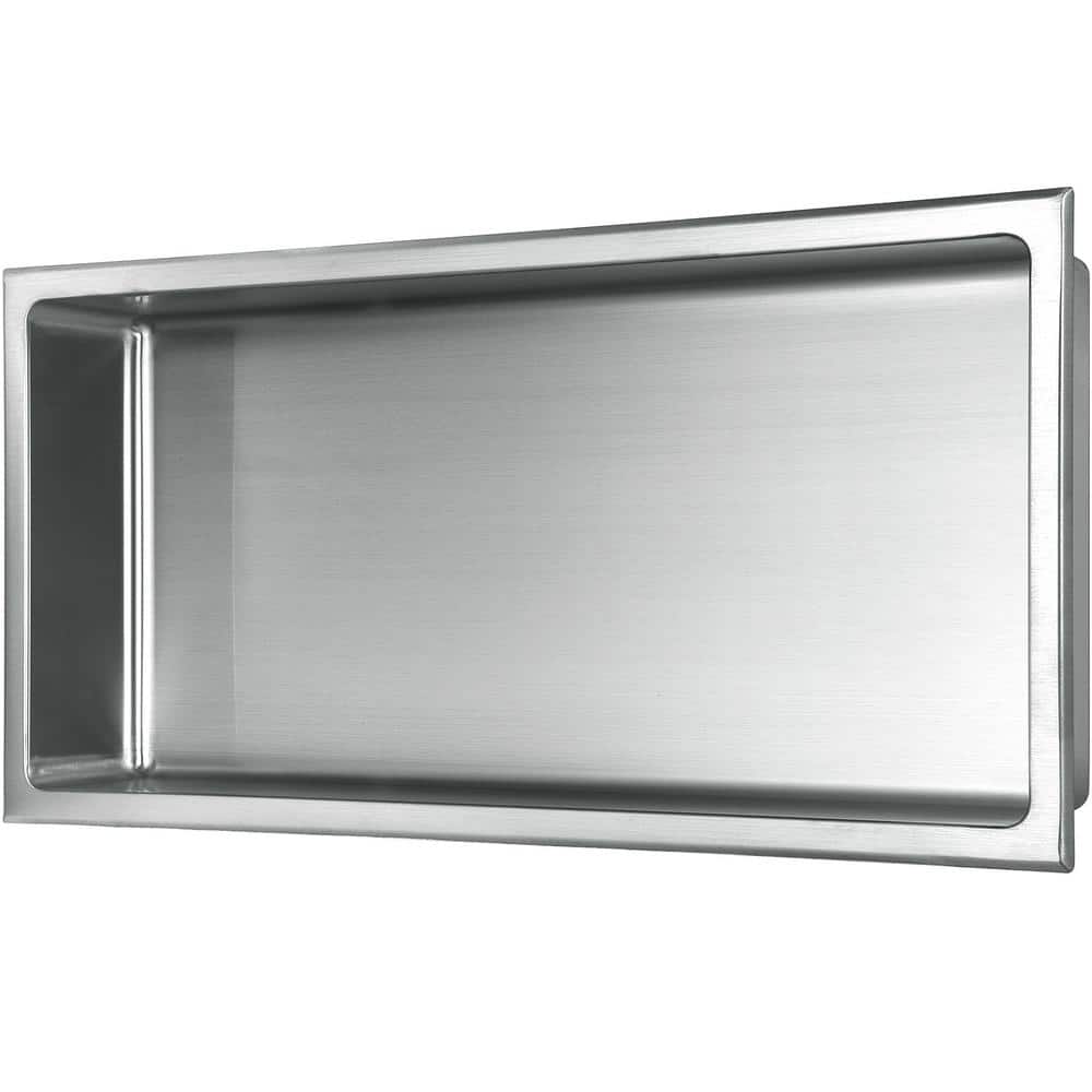 Brushed Stainless Steel Rectangular Shower Niche Shelf