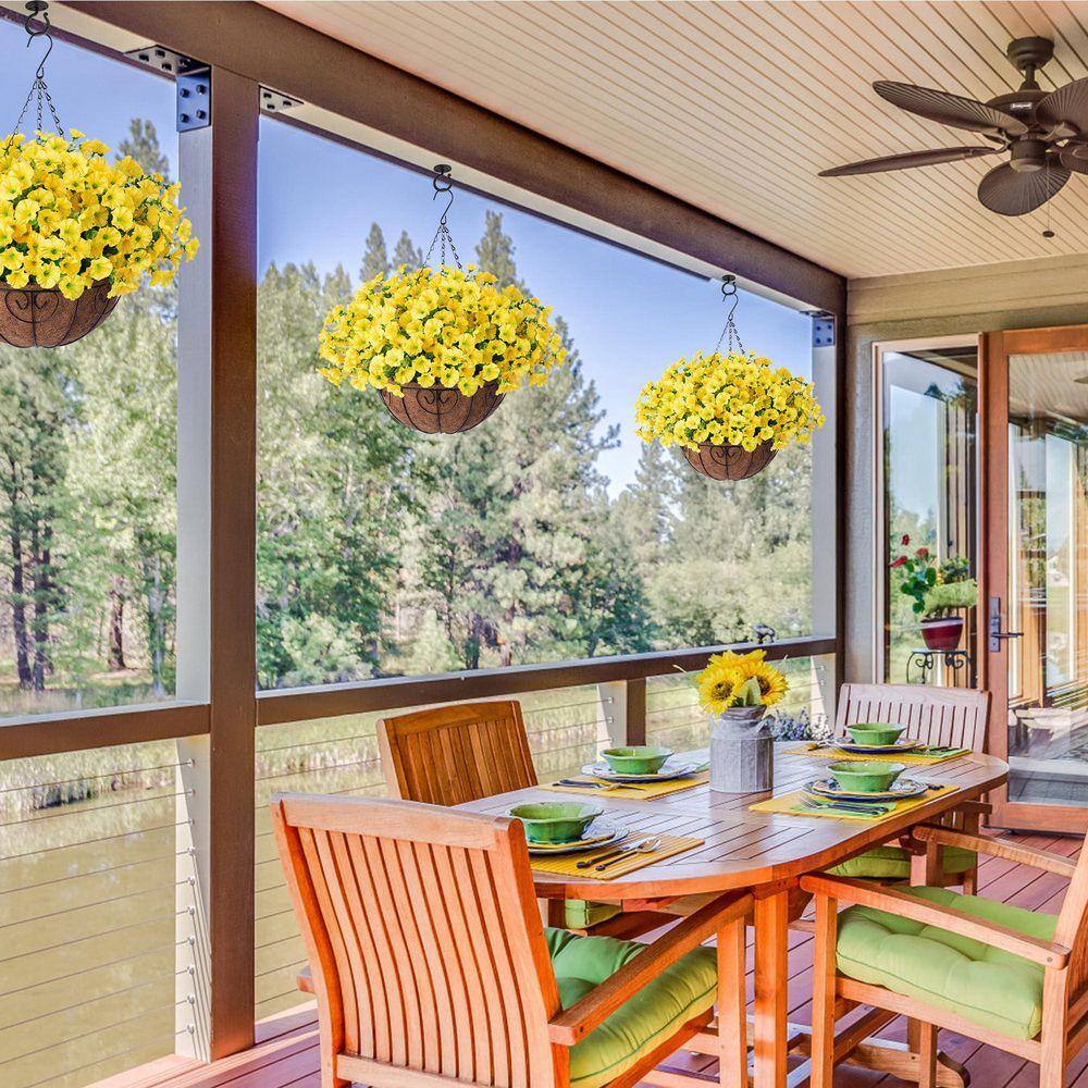 20.5 in. Yellow Outdoor Artificial Flower UV Resistant Hanging