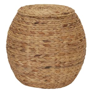 Large Round Wicker Basket Side Table