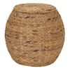 Large Round Wicker Basket Side Table