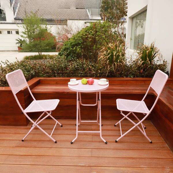 Have a question about 3-Piece Pink Metal Outdoor Bistro Set Chairs