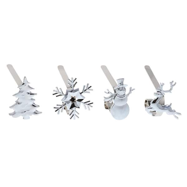 2-Pack Snowflake, Antique Brass Haute Decor MantleClip Stocking Holders with Removable ZINC Alloy Holiday Icons