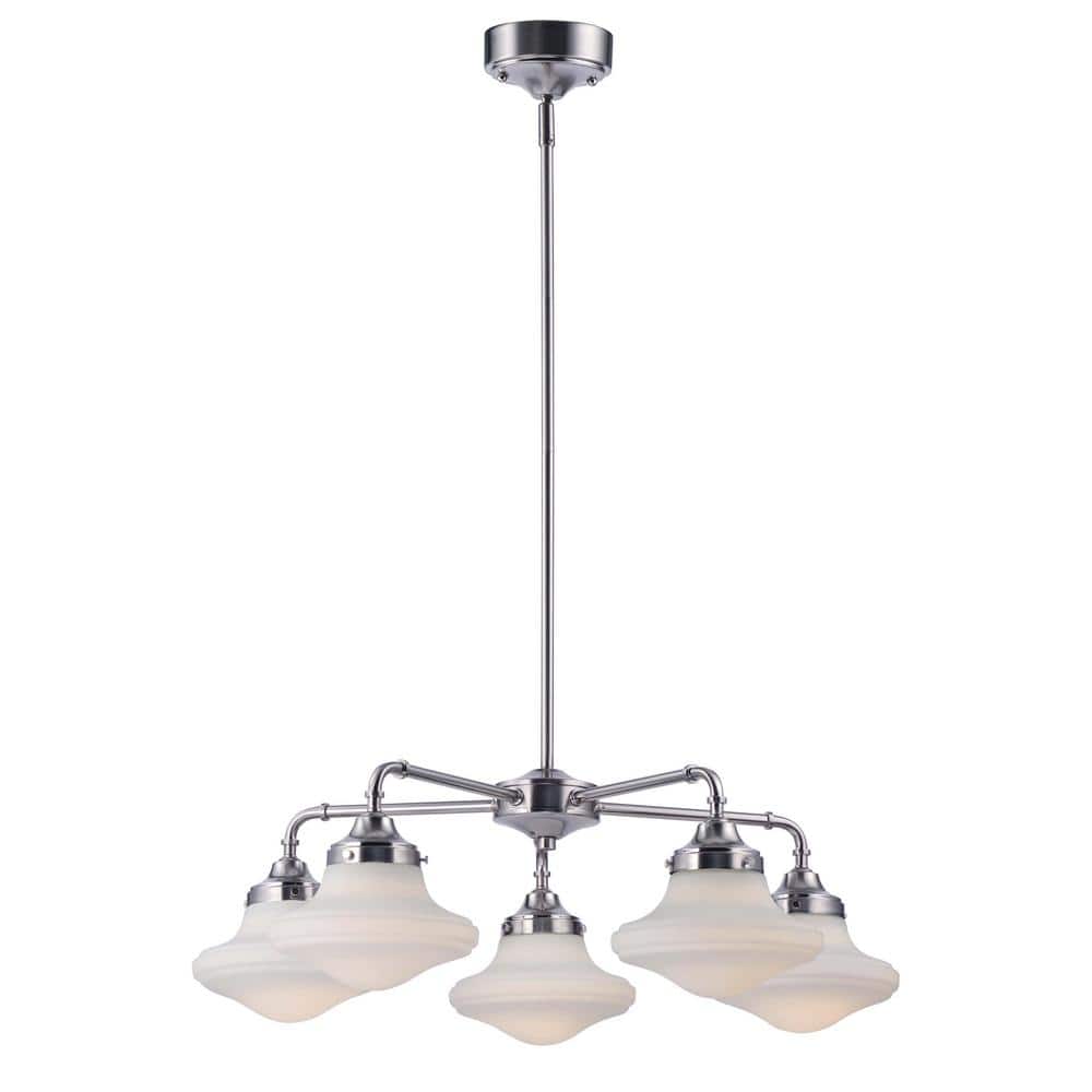 Maxim Lighting New School 28 in. W 5-Light Satin Nickel Chandelier with Satin White Shade
