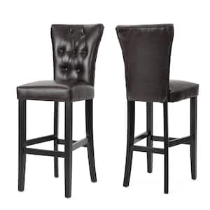 Pia 45.5 in. Brown Upholstered Bar Stool (Set of 2)