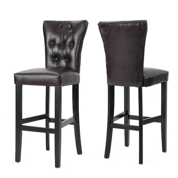 Noble House Pia 45.5 in. Brown Upholstered Bar Stool (Set of 2)