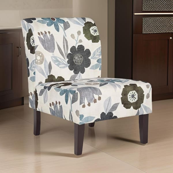 Benjara Rima Multicolour Polyester Side Chair with Floral Pattern