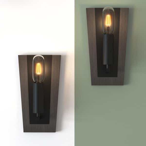 Maxax Houston 5.9 in. 1-Light Black Wall Sconce (2-Pack)
