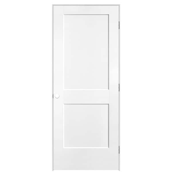 Masonite 32 in. x 80 in. 2-Panel Logan Left-Hand Solid Core Ultra-Pure White Molded Composite Single Prehung Interior Door