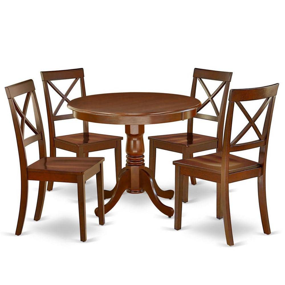 Mahogany Round Pedestal Dining Table with 4 Chairs