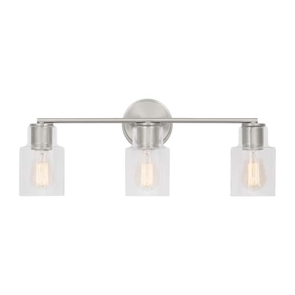 SCOTT LIVING Sayward 24 in. W x 9.625 in. H 3-Light Brushed Steel ...