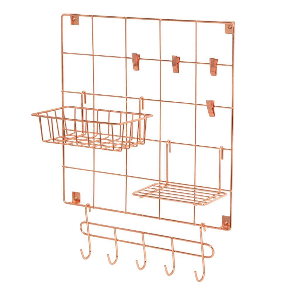 14.96 in. D x 14.96 in. W x 0.83 in. H Rosy Copper Wire Wall Grid with Stor