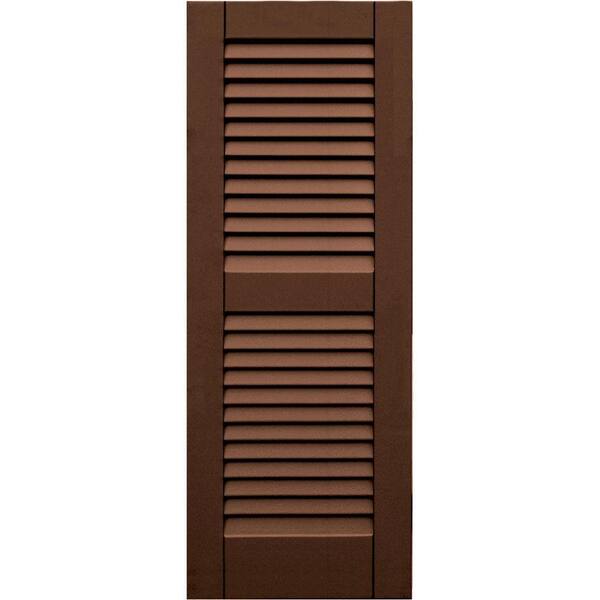Winworks Wood Composite 15 in. x 40 in. Louvered Shutters Pair #635 Federal Brown