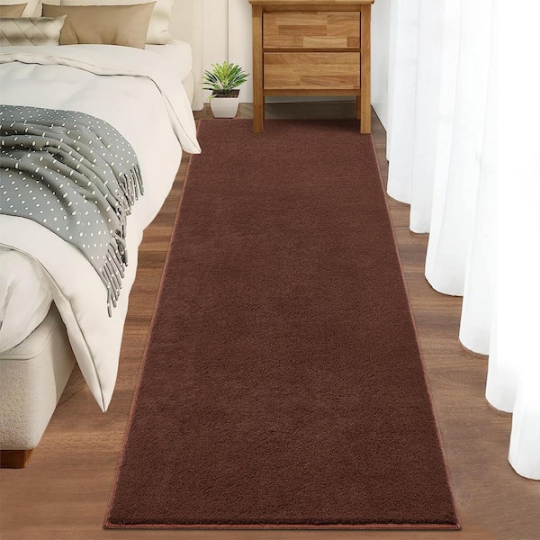2x6 Solid Thick Shag Rug Soft Washable Indoor Carpet for Living Room Hallway Bedroom，Brown