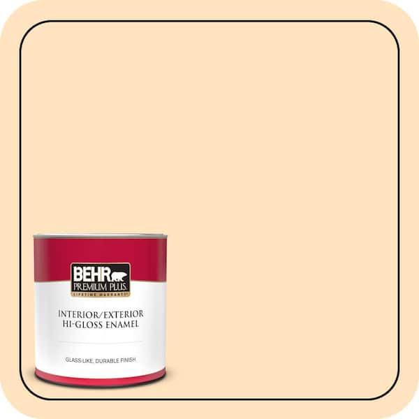BEHR PREMIUM PLUS 1 qt. #P240-1 Cheese Powder Hi-Gloss Enamel Interior/Exterior Paint & Primer