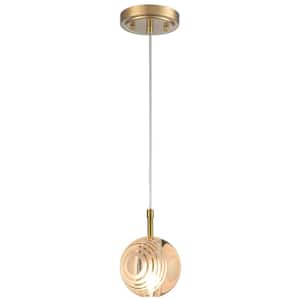 40 Watt 1 Light Gold Finished Shaded Pendant Light with Clear glass Glass Shade and No Bulbs Included