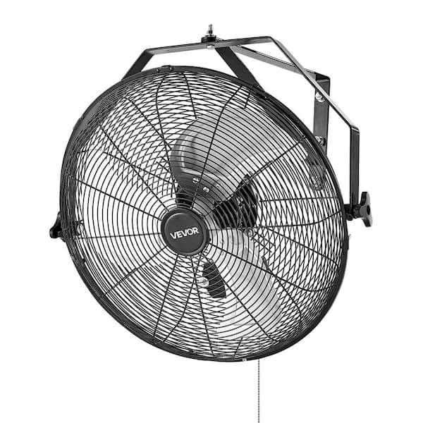 4000 CFM 3-Speed High Velocity Industrial Wall Mount Fan in Black
