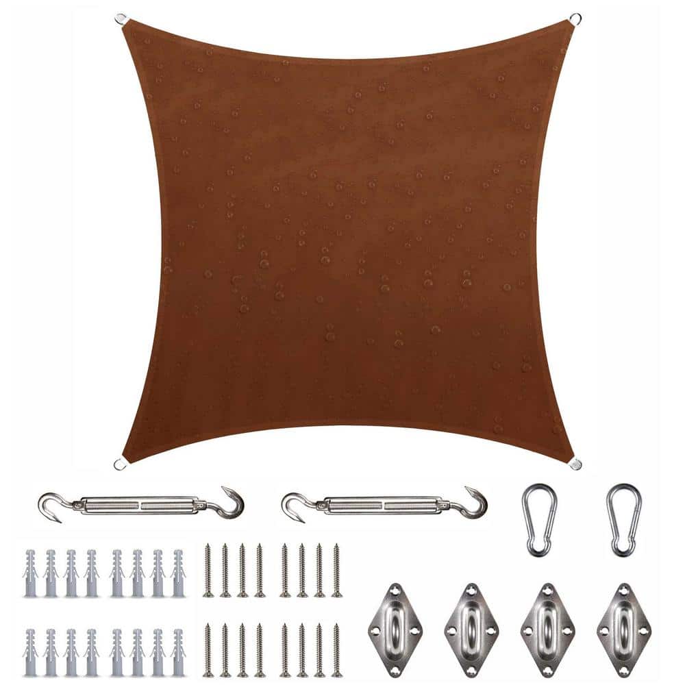 9 ft. x 9 ft. Waterproof Brown Square Sun Shade Sail 220 GSM with Hardware Installation Kit price history on PriceWatchPro