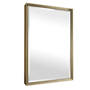 16 in. W x 24 in. H Rectangular Framed Aluminum Beveled Edge Wall Mount Bathroom Vanity Mirror in Champagne Gold