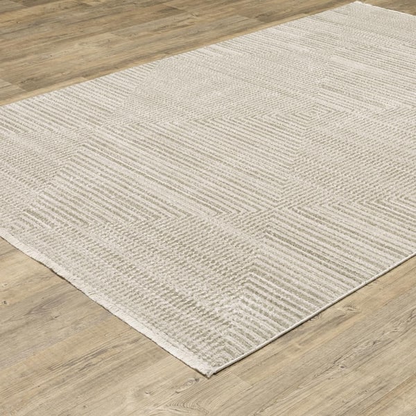 Brooker Beige/Ivory 7 ft. x 10 ft. Geometric Diamond Recycled PET Yarn Indoor Area Rug