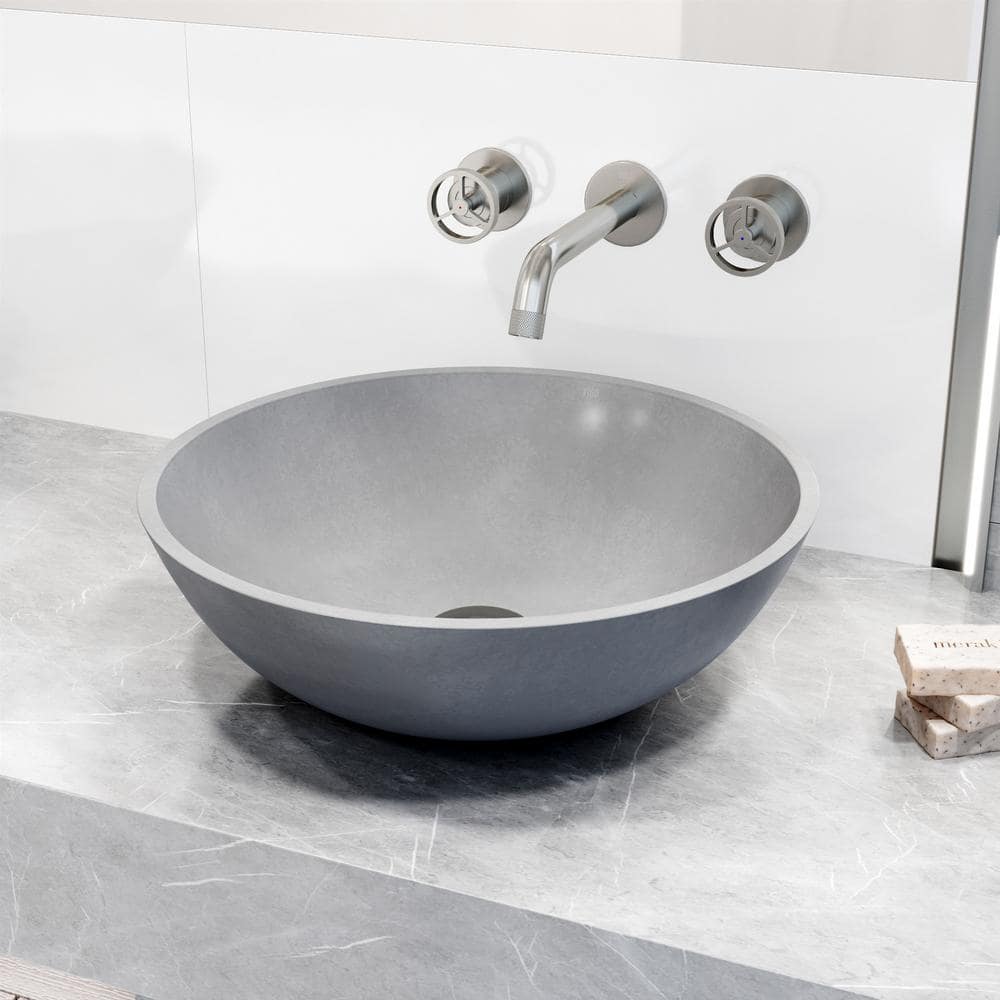 Ravenna Gothic 16" Gray Concrete Round Vessel Sink