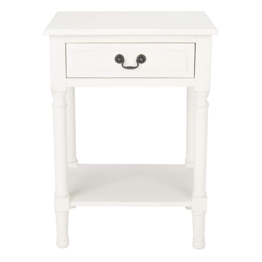 Whitney Distressed White Solid Wood 1-Drawer Accent Table
