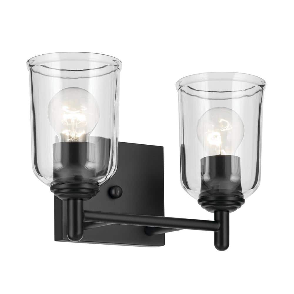 Shailene 12.5 in. 2-Light Black Traditional Bathroom Vanity Light with Clear Glass price history on PriceWatchPro