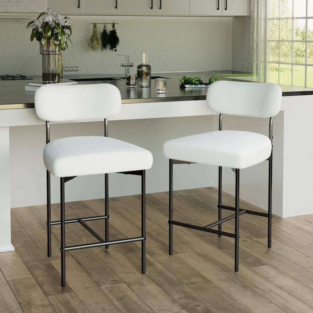 26 in. H White Kitchen Bar Stools Counter Height Bar Stools with Adjustable Foot Pads (Set of 2) price history on PriceWatchPro