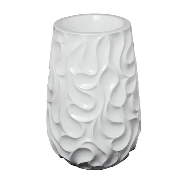 Litton Lane White Wave Inspired Textured Resin Decorative Vase 043631 ...