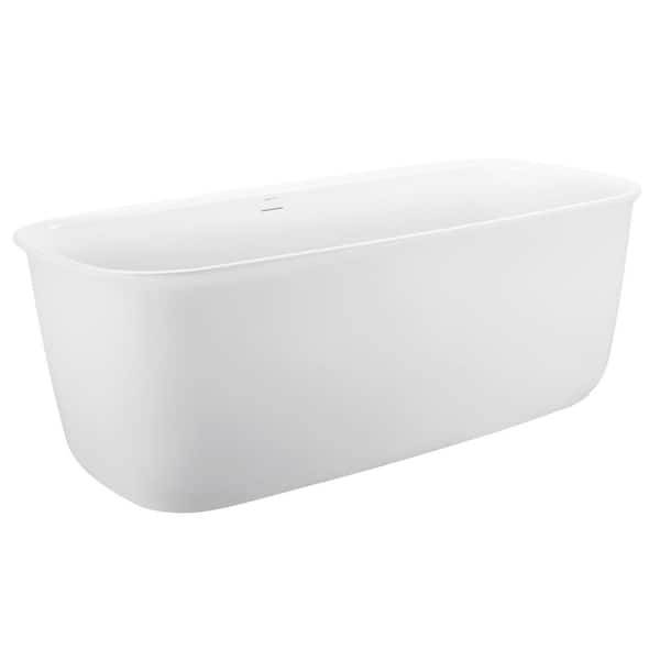 Unbranded 62.40 in. Acrylic Flatbottom Non-Whirlpool Bathtub in White
