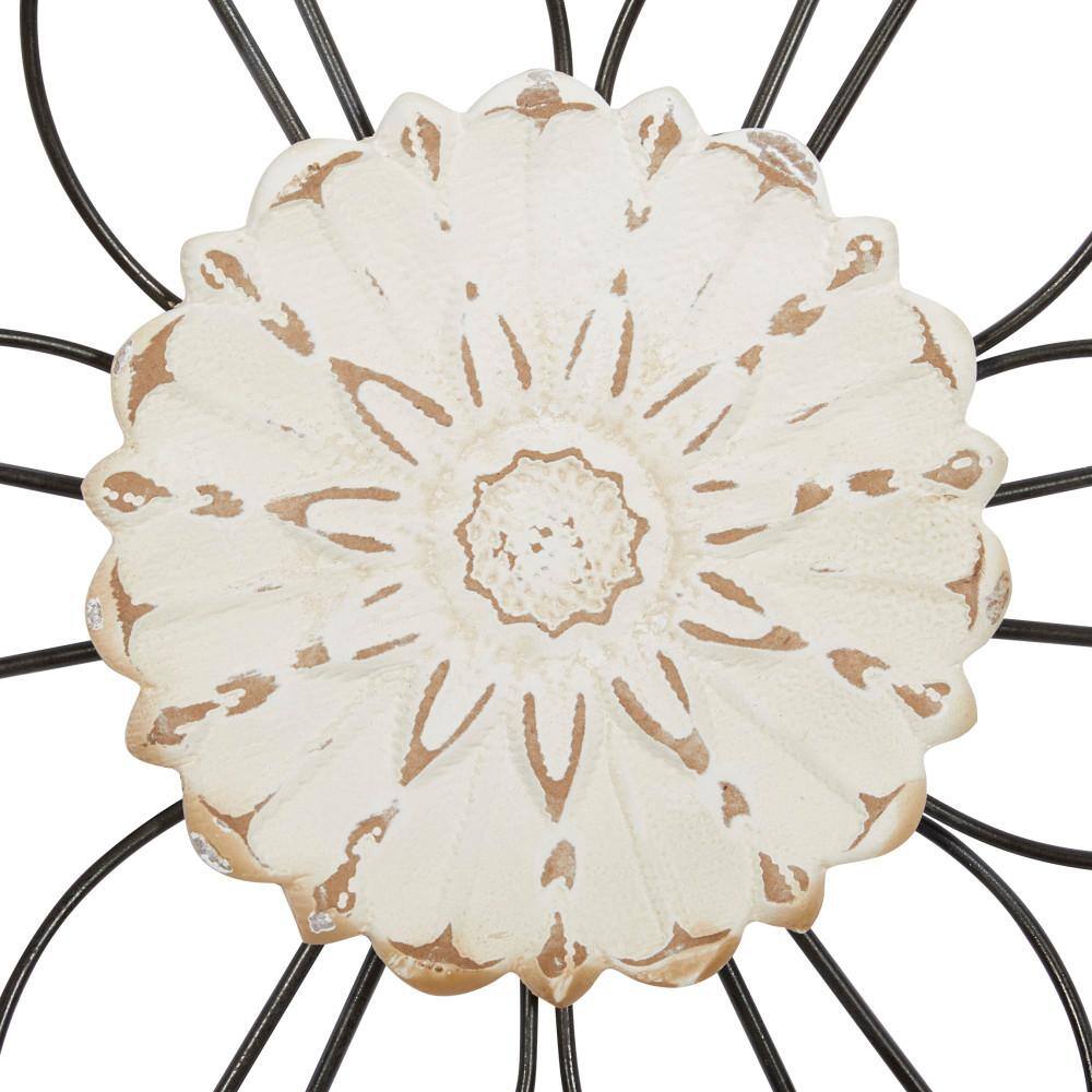 Elegant Black Metal and Wood Floral Wall Decor Set of 2