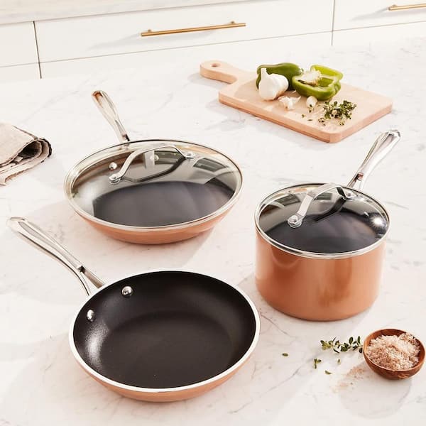 Nonstick Cookware Set, Pots and Pans Set, Ceramic Coating Saucepan for  Cooking, Stock Pot with Lid, Frying Pan, Copper, 10 pieces