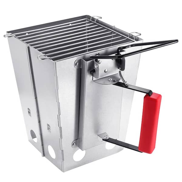 Otryad Charcoal Chimney Starter Foldable, Collapsible, Silver