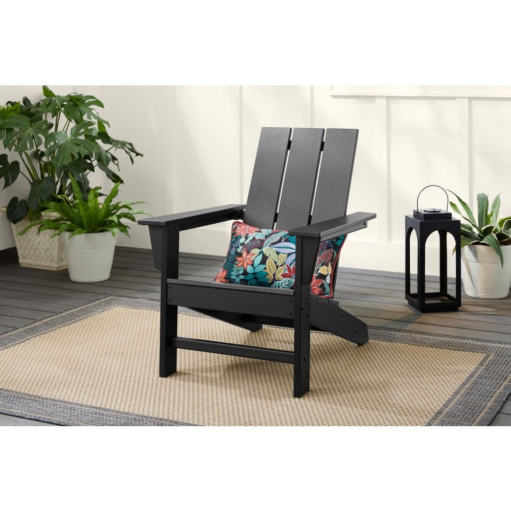 Hampton Bay Autumn Glen HDPE All-Weather Adirondack Chair Black